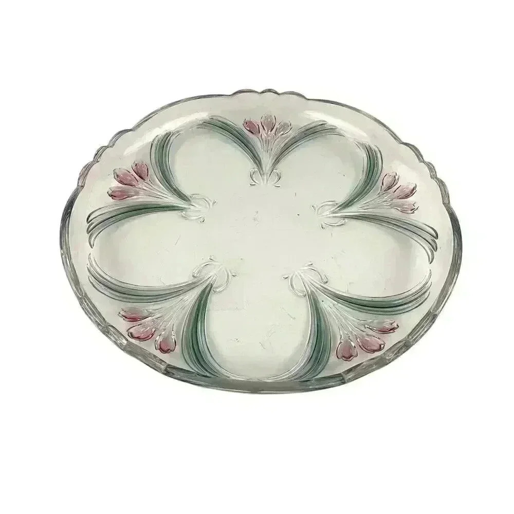 VTG Mikasa French Floral Bouquet 12.5" Round Serving Glass Platter Germany‎